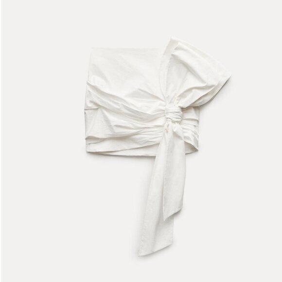 ZARA KNOTTED MINI SKIRT ZW COLLECTION WHITE S M L NWT - Picture 7 of 11